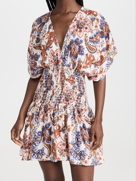 Misa Los Angeles Dresses & Skirts - Misa Della Floral Smocked Waist Short Dress in Sz Large New With Tag Ret $370